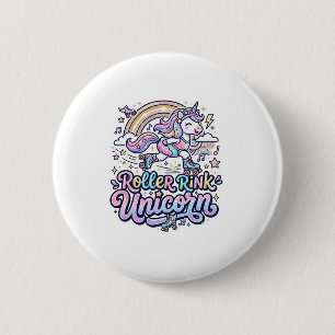 Unicorn Roller Rink Unicorn Premium Vector Sticker 6 Cm Round Badge