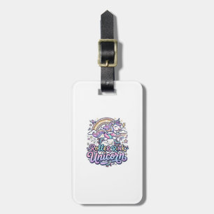 Unicorn Roller Rink Unicorn Premium Vector Sticker Luggage Tag