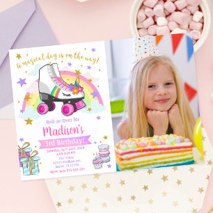 Unicorn Roller Skate Birthday Invitation
