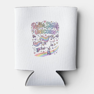 Unicorn Roller Skates Unicorn Playful Sticker and Can Cooler