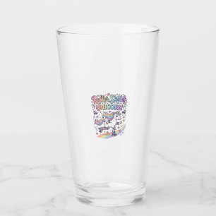 Unicorn Roller Skates Unicorn Playful Sticker and  Glass