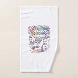 Unicorn Roller Skates Unicorn Playful Sticker and Hand Towel