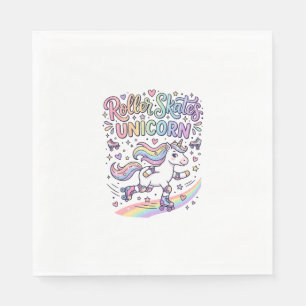 Unicorn Roller Skates Unicorn Playful Sticker and Napkin