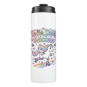 Unicorn Roller Skates Unicorn Playful Sticker and  Thermal Tumbler