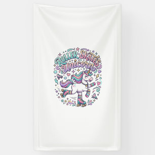 Unicorn Roller Skates Unicorn Retro Style Graphic Banner