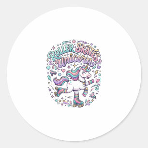 Unicorn Roller Skates Unicorn Retro Style Graphic Classic Round Sticker