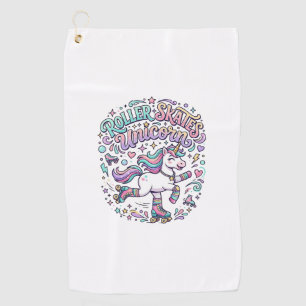 Unicorn Roller Skates Unicorn Retro Style Graphic Golf Towel