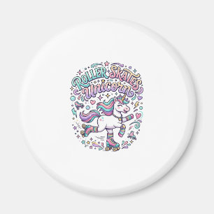 Unicorn Roller Skates Unicorn Retro Style Graphic  Magnet