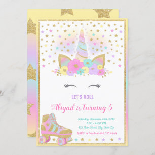 Unicorn Roller Skating Invitation, Unicorn Invitation