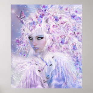Unicorn Rose Goddess Fine Art Poster/Print Poster