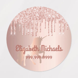 Unicorn rose gold glitter drips pink custom name
