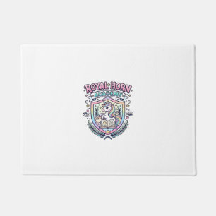 Unicorn Royal Horn Academy Bold Typography Print o Doormat