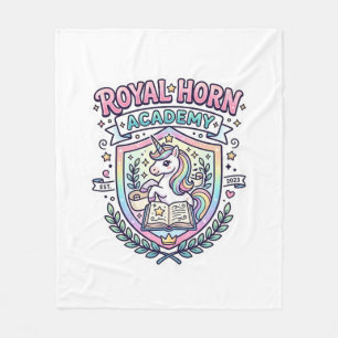 Unicorn Royal Horn Academy Bold Typography Print o Fleece Blanket