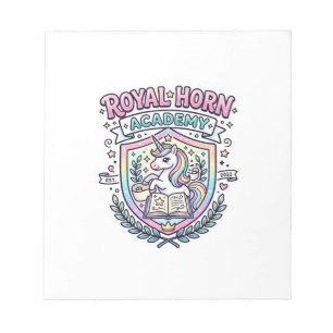 Unicorn Royal Horn Academy Bold Typography Print o Notepad
