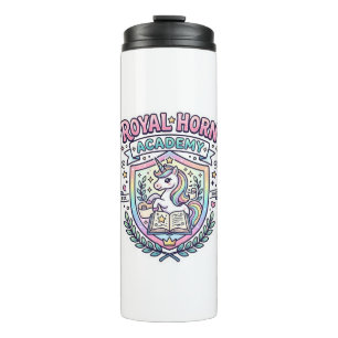 Unicorn Royal Horn Academy Bold Typography Print o Thermal Tumbler