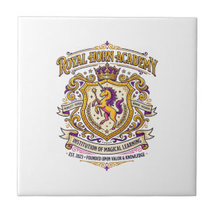 Unicorn Royal Horn Academy Stylish Zazzle Design_1 Ceramic Tile