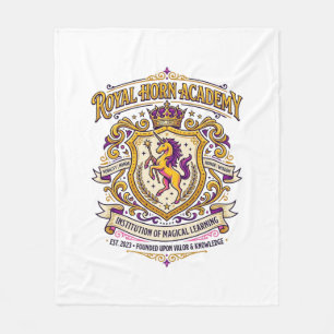 Unicorn Royal Horn Academy Stylish Zazzle Design_1 Fleece Blanket