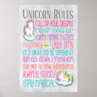 Unicorn Rules Motivational Quotes - 24x36 Poster