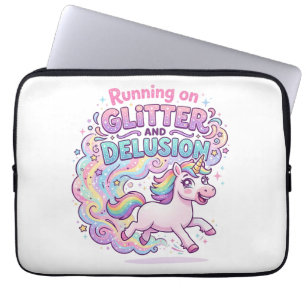Unicorn Running on Glitter and Delusion Charming M Laptop Sleeve