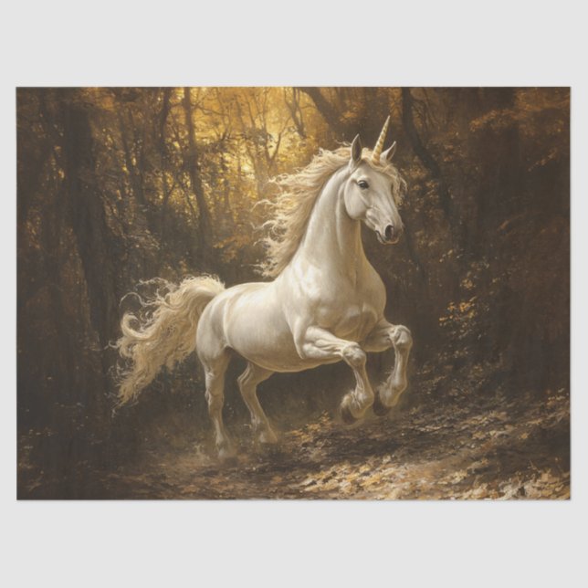Unicorn Running Through The Forest Painting Tissue Paper (Front)