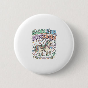 Unicorn Saddle Up Buttercup Kawaii Typography Desi 6 Cm Round Badge