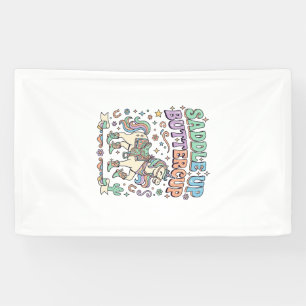 Unicorn Saddle Up Buttercup Kawaii Typography Desi Banner