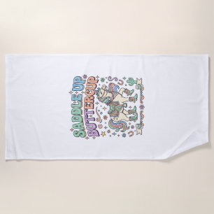 Unicorn Saddle Up Buttercup Kawaii Typography Desi Beach Towel