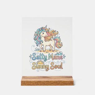 Unicorn Salty Mane Sunny Soul Playful Vector Desig Acrylic Sign