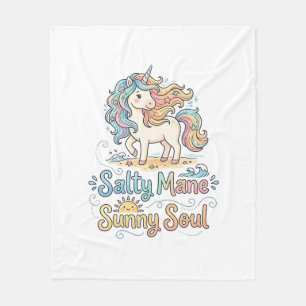 Unicorn Salty Mane Sunny Soul Playful Vector Desig Fleece Blanket