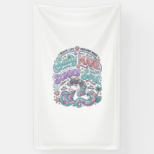 Unicorn Salty Mane Sunny Soul Retro Style T-Shirt Banner