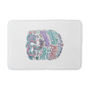 Unicorn Salty Mane Sunny Soul Retro Style T-Shirt Bath Mat