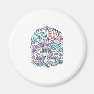 Unicorn Salty Mane Sunny Soul Retro Style T-Shirt Magnet