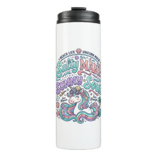 Unicorn Salty Mane Sunny Soul Retro Style T-Shirt  Thermal Tumbler