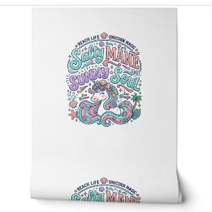 Unicorn Salty Mane Sunny Soul Retro Style T-Shirt Wallpaper