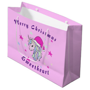 Unicorn Santa Christmas customisable gift bag