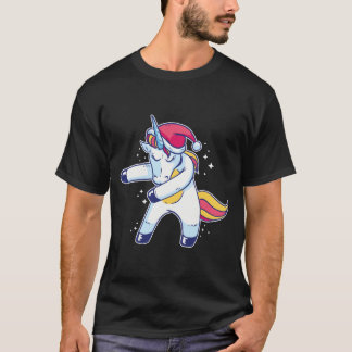 Unicorn Santa Flossing In the Snow T-Shirt