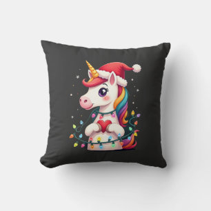 Unicorn Santa Hat Christmas T-Shirt (1) Cushion