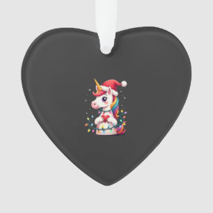 Unicorn Santa Hat Christmas T-Shirt (1) Ornament