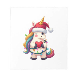 Unicorn Santa Hat Christmas T-Shirt (3) Notepad