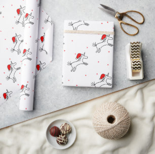Unicorn Santa White background Wrapping Paper