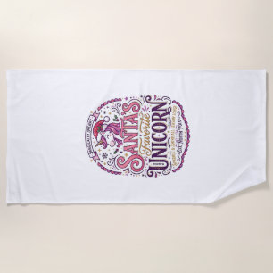 Unicorn Santa's Favourite Unicorn Beach Towel