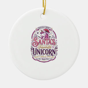 Unicorn Santa's Favourite Unicorn Ceramic Ornament