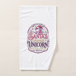 Unicorn Santa's Favourite Unicorn Hand Towel