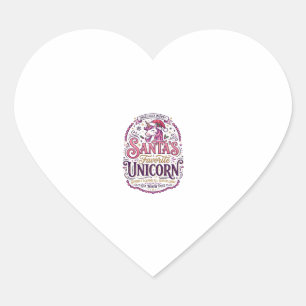 Unicorn Santa's Favourite Unicorn Heart Sticker