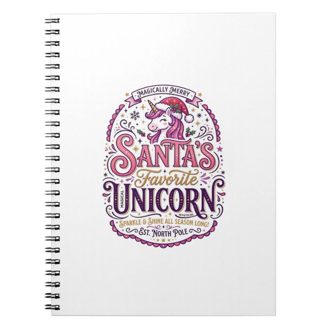 Unicorn Santa's Favourite Unicorn Notebook (Front)