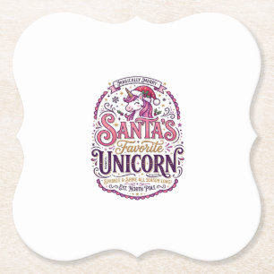 Unicorn Santa's Favourite Unicorn Paper Coaster
