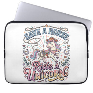Unicorn Save a Horse Ride a Unicorn Print Ready Ap Laptop Sleeve