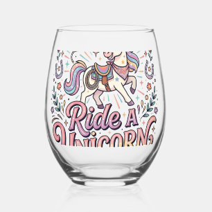 Unicorn Save a Horse Ride a Unicorn Print Ready Ap Stemless Wine Glass