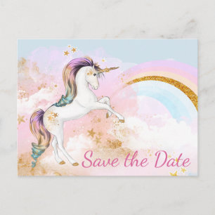 Unicorn Save The Date Postcards