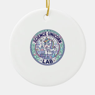 Unicorn Science Unicorn Lab POD Ready Apparel Grap Ceramic Ornament